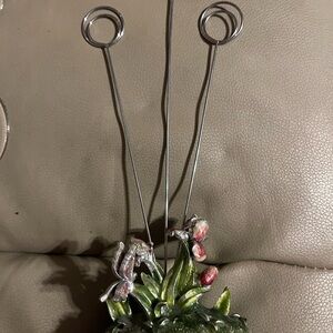 Floral Photo Holder with Green Base